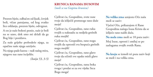 Molitvena kartica - Krunica ranama Isusovim